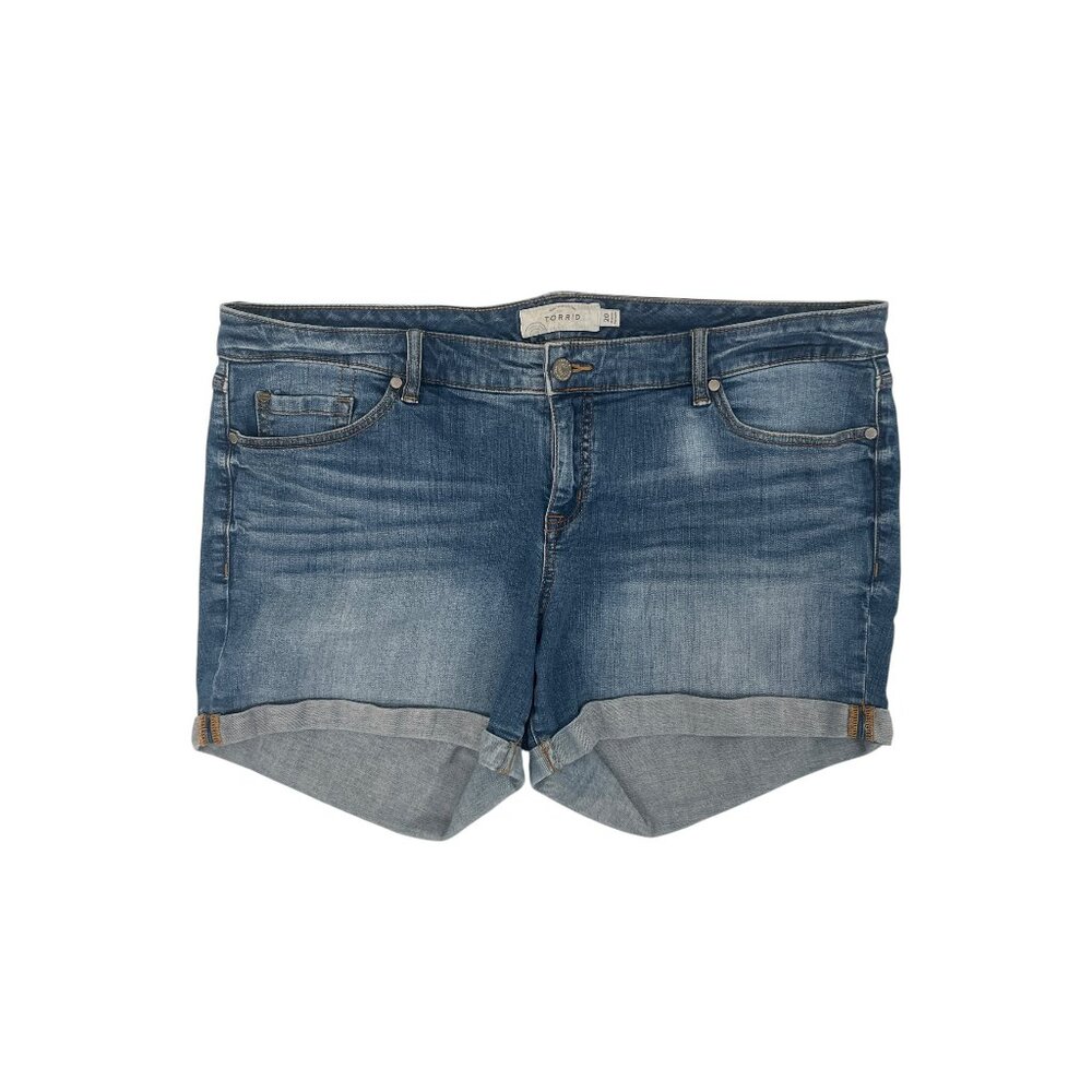 Torrid Women’s Mid-Rise Bermuda Rolled Cuff  Denim Jean Shorts Size 20 x 5" Ins